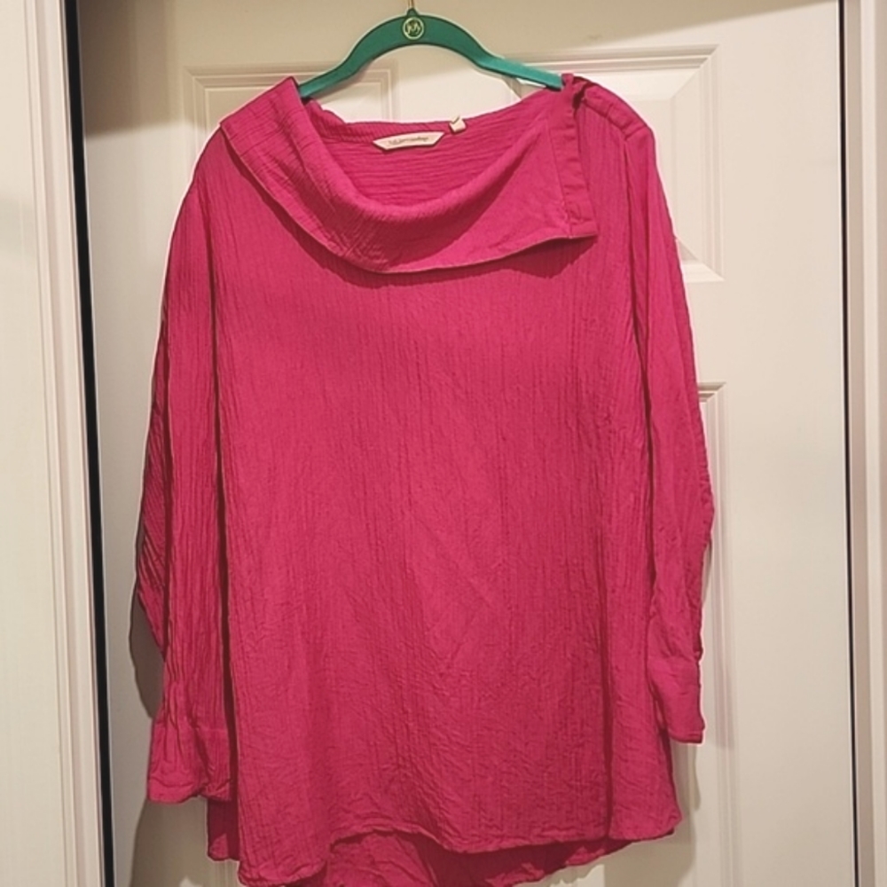Soft Surroundings pink cowl neck tunic